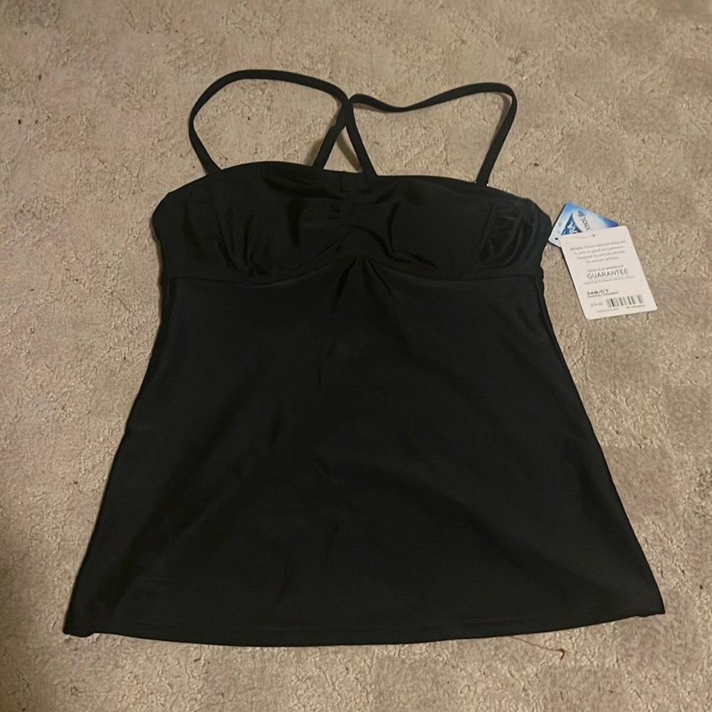 NWT Women’s Athleta Sz 34 B. Bandeau Racerback Underwire Tankini Swim Black